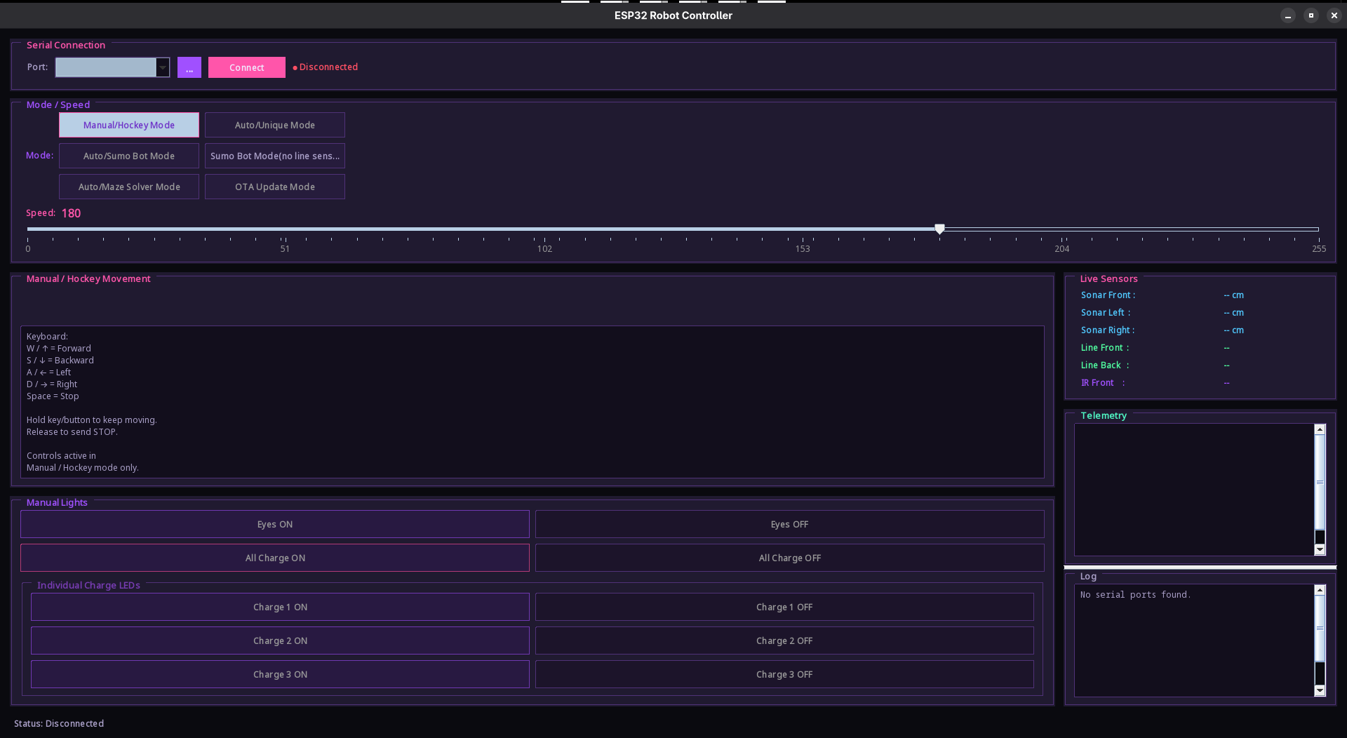 ESP32 Robot Controller Java GUI